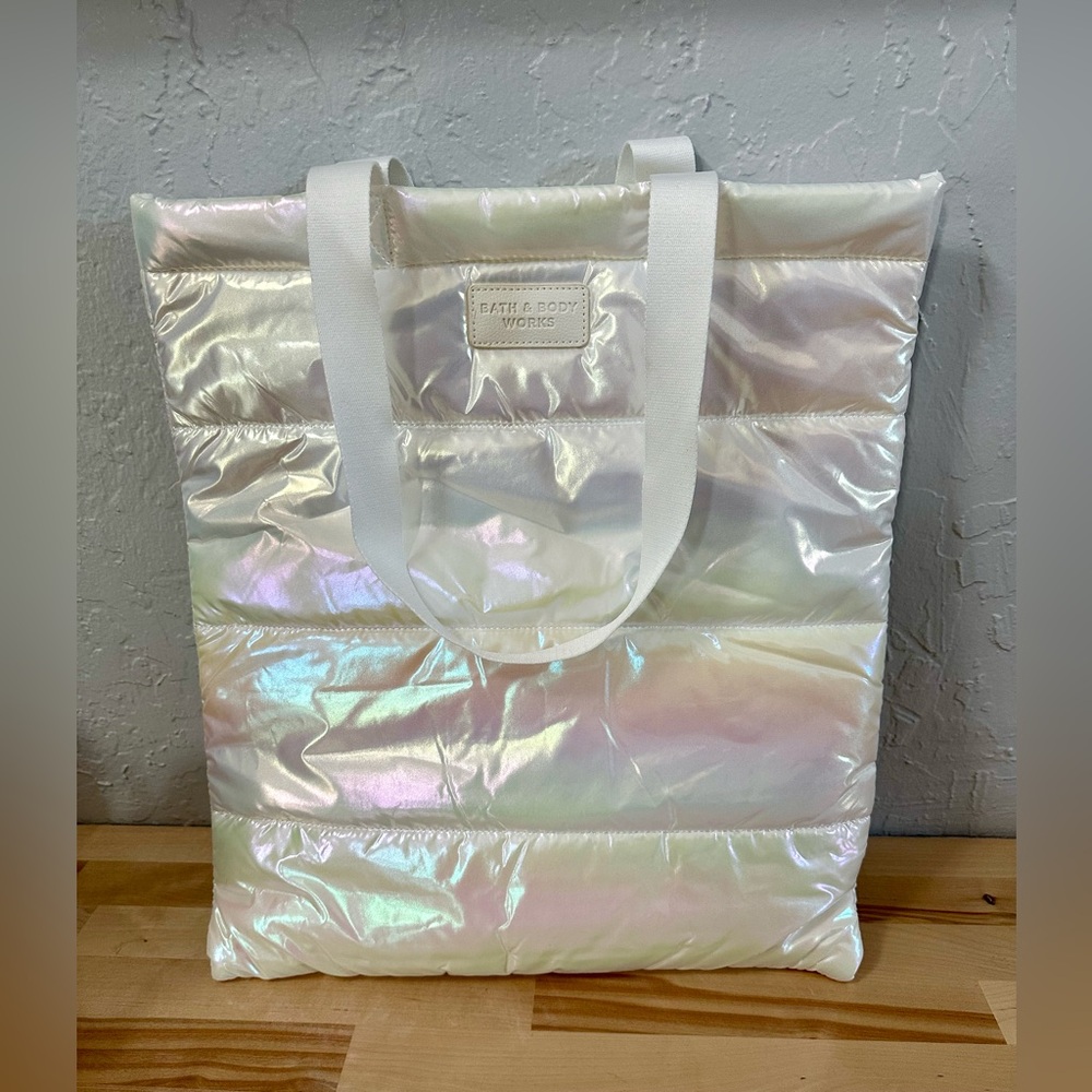 Bath & Body Works Iridescent Pearl Puffer Tote Bag